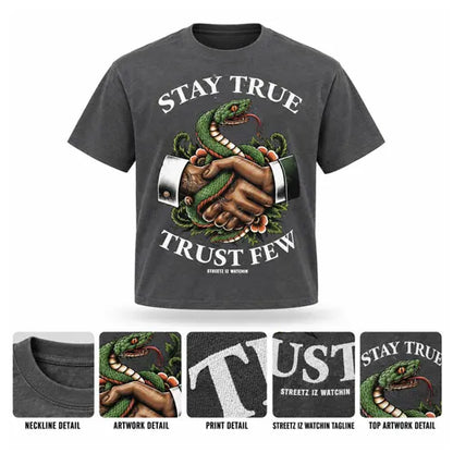 STAY TRUE TRUST FEW Mens Crop Tee