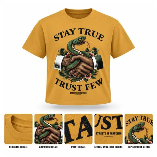 STAY TRUE TRUST FEW Mens Crop Tee