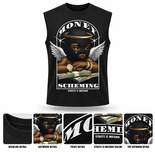 MONEY SCHEMING Mens Sleeveless Tee