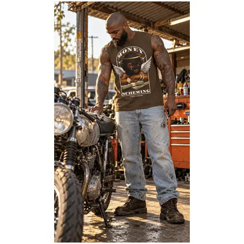 MONEY SCHEMING Mens Sleeveless Tee