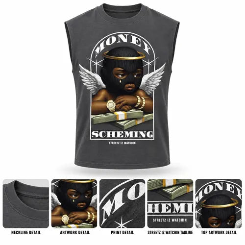 MONEY SCHEMING Mens Sleeveless Tee