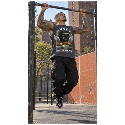 MONEY SCHEMING Mens Sleeveless Tee