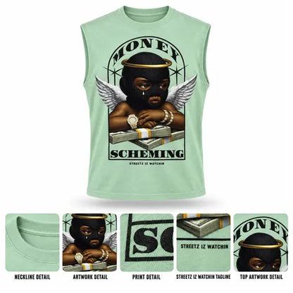 MONEY SCHEMING Mens Sleeveless Tee