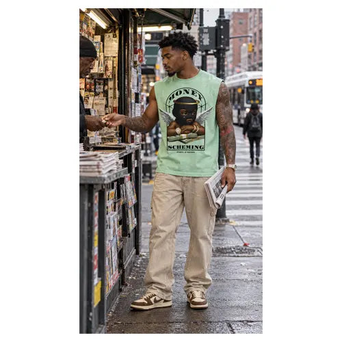 MONEY SCHEMING Mens Sleeveless Tee