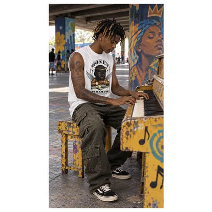 MONEY SCHEMING Mens Sleeveless Tee